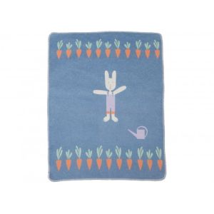 David Fussenegger Бебешко одеяло Juwel 70x90 "Зайче с моркови" синьо